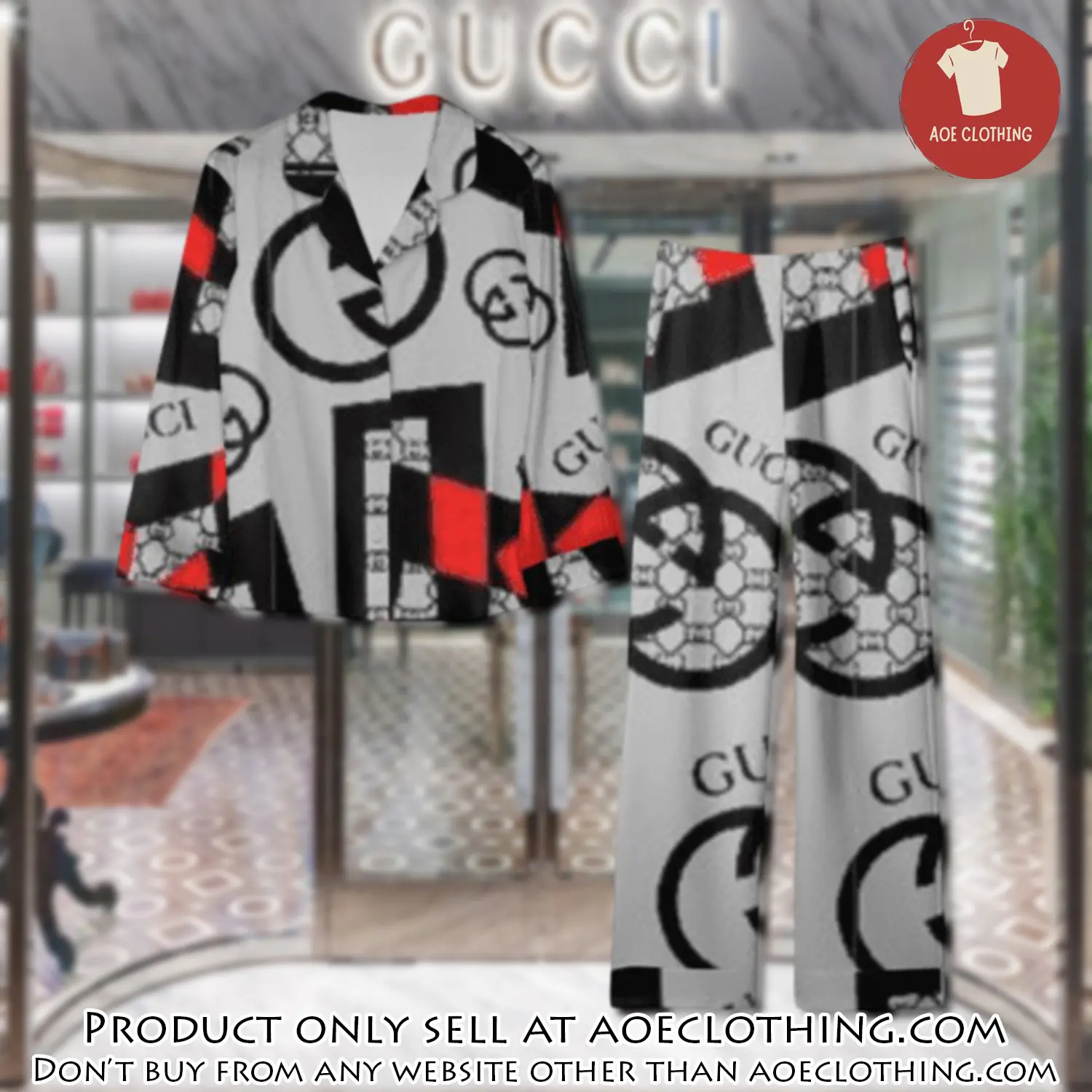 Trending luxury gc satin pajama set pjs1052 aoe2601033